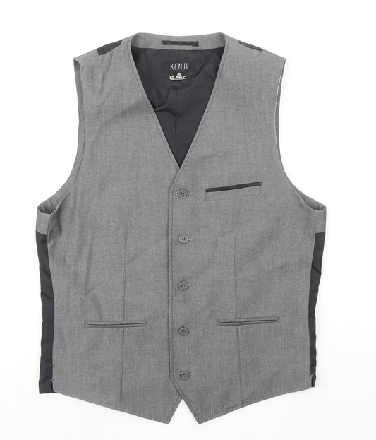 Kenji Mens Grey Polyester Jacket Suit Waistcoat Size M Regular