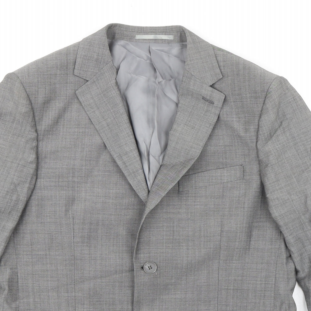 DYNK Mens Grey Wool Jacket Suit Jacket Size 38 Regular