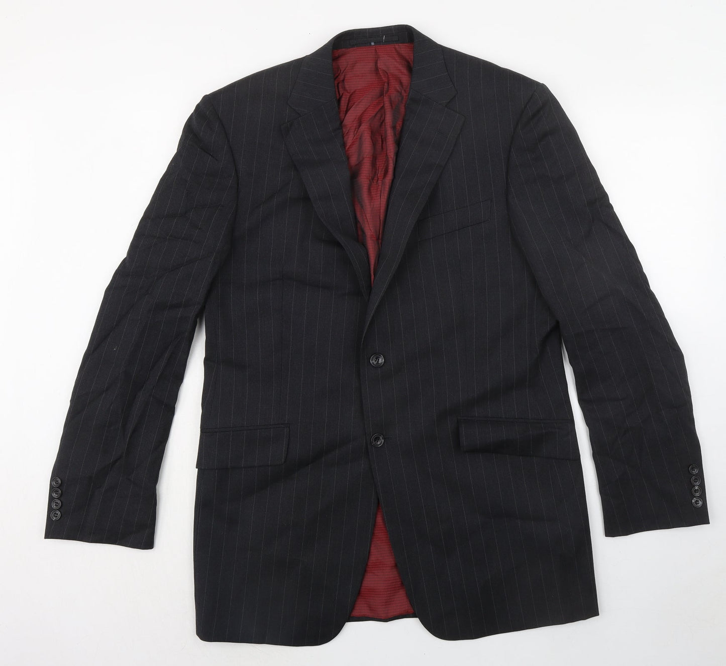 Marks and Spencer Mens Grey Striped Wool Jacket Suit Jacket Size 40 Regular