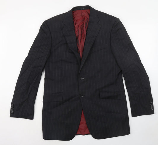 Marks and Spencer Mens Grey Striped Wool Jacket Suit Jacket Size 40 Regular