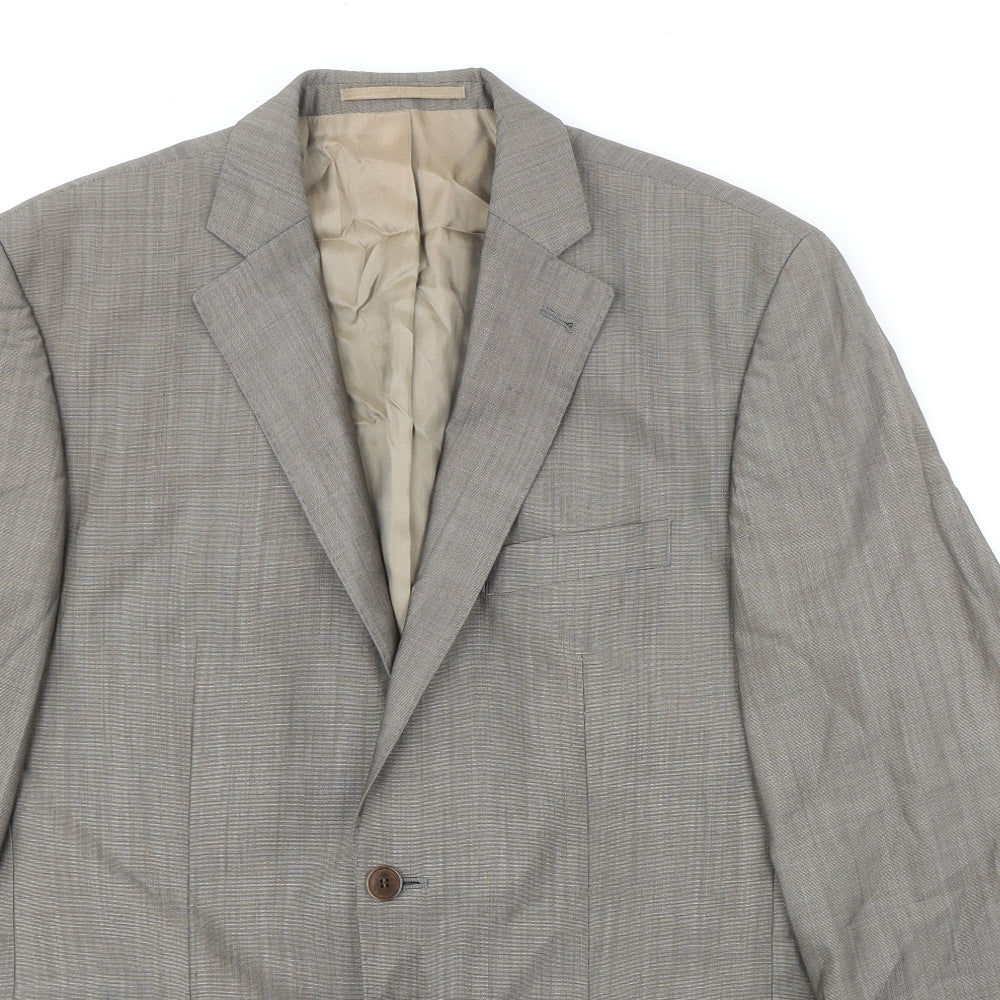 Benvenuto Mens Beige Wool Jacket Suit Jacket Size 44 Regular