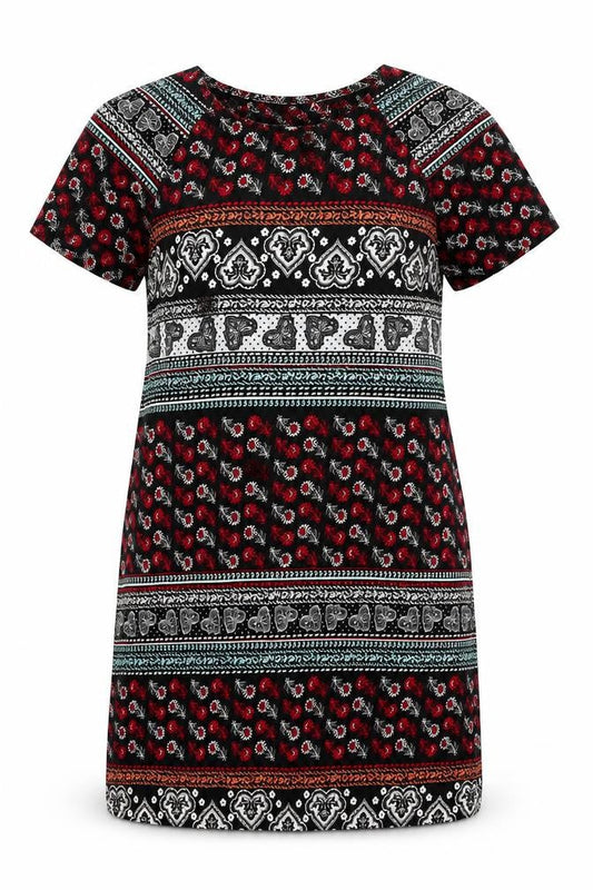 Innocence Womens Multicoloured Geometric Polyester T-Shirt Dress Size 12 Round Neck