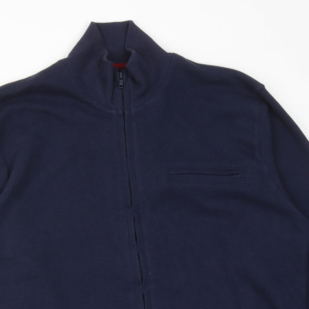 St.Bernard Mens Blue Polyester Full Zip Sweatshirt Size M