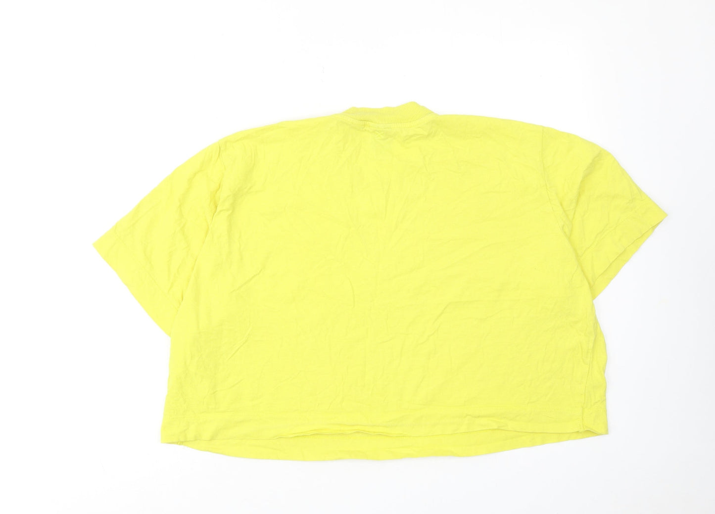 COLLUSION Womens Yellow Cotton Cropped T-Shirt Size 18 Round Neck