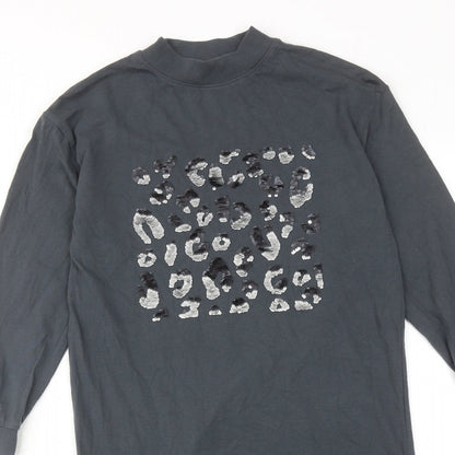 Next Girls Grey Cotton A-Line Size 10 Years Round Neck Pullover - Oversized