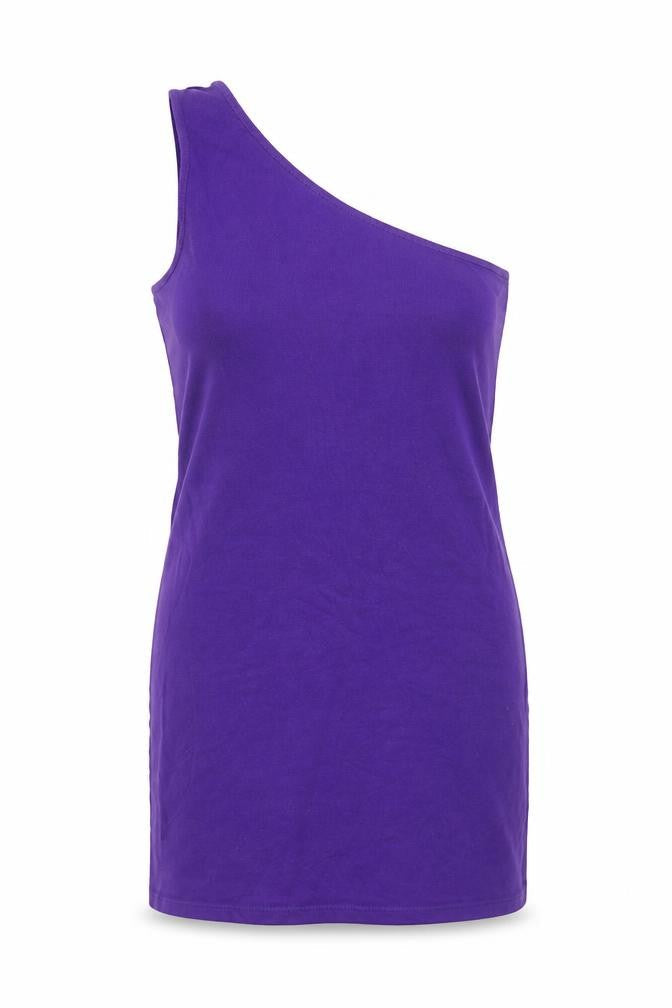 Topshop Womens Purple Cotton Mini Size 12 One Shoulder Pullover