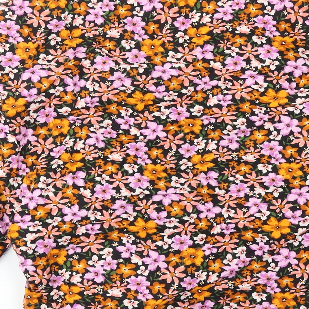 Faith Womens Multicoloured Floral Cotton Wrap Blouse Size 14 V-Neck