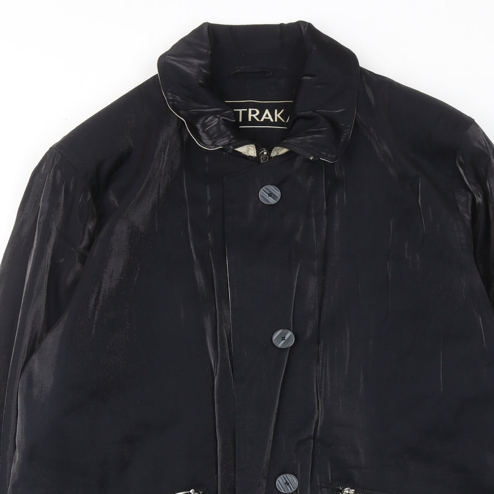 Astraka Womens Black Overcoat Coat Size S Zip