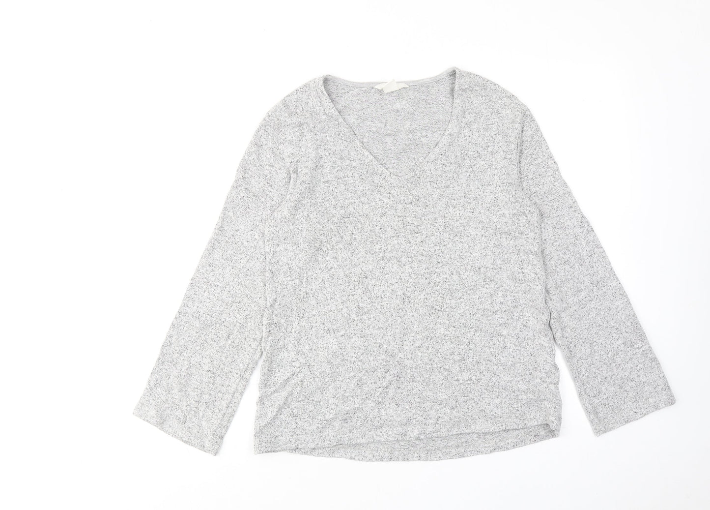 H&M Womens Grey Geometric Polyester Basic Blouse Size XS V-Neck
