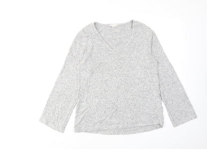 H&M Womens Grey Geometric Polyester Basic Blouse Size XS V-Neck