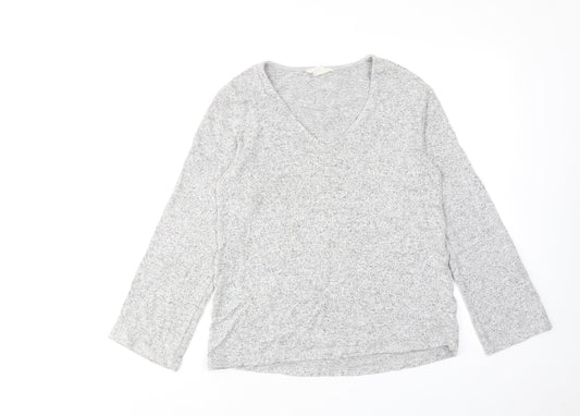 H&M Womens Grey Geometric Polyester Basic Blouse Size XS V-Neck