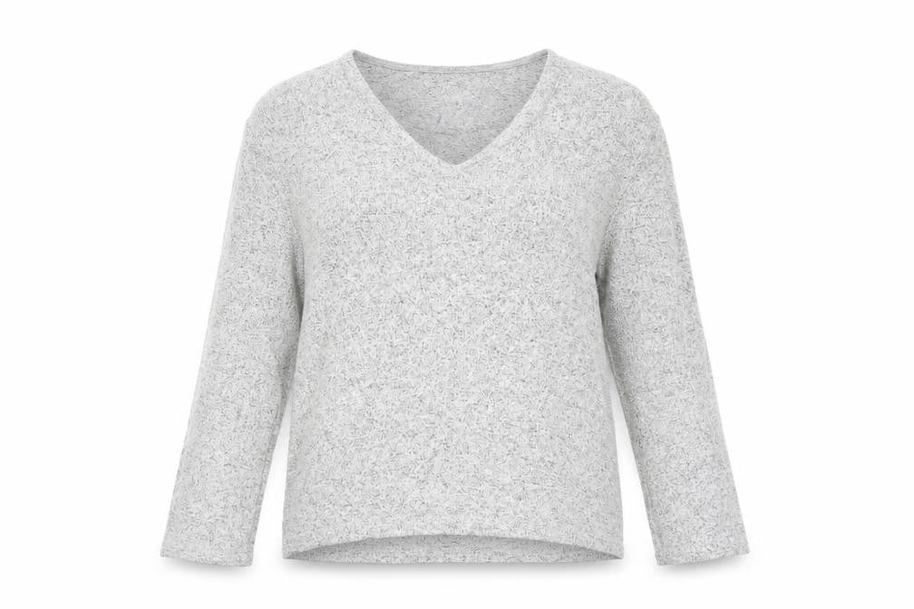 H&M Womens Grey Geometric Polyester Basic Blouse Size XS V-Neck