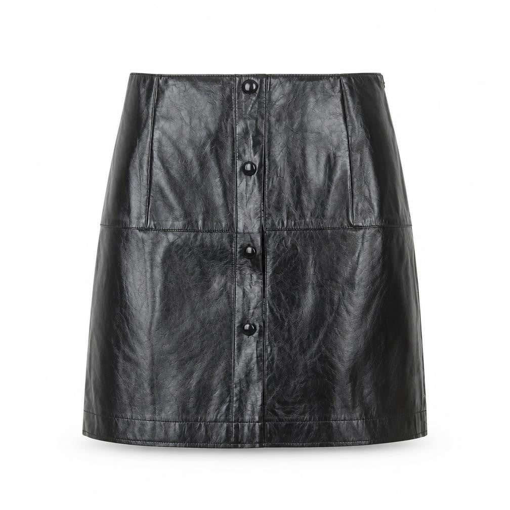 River Island Womens Black Polyurethane A-Line Skirt Size 6 Zip