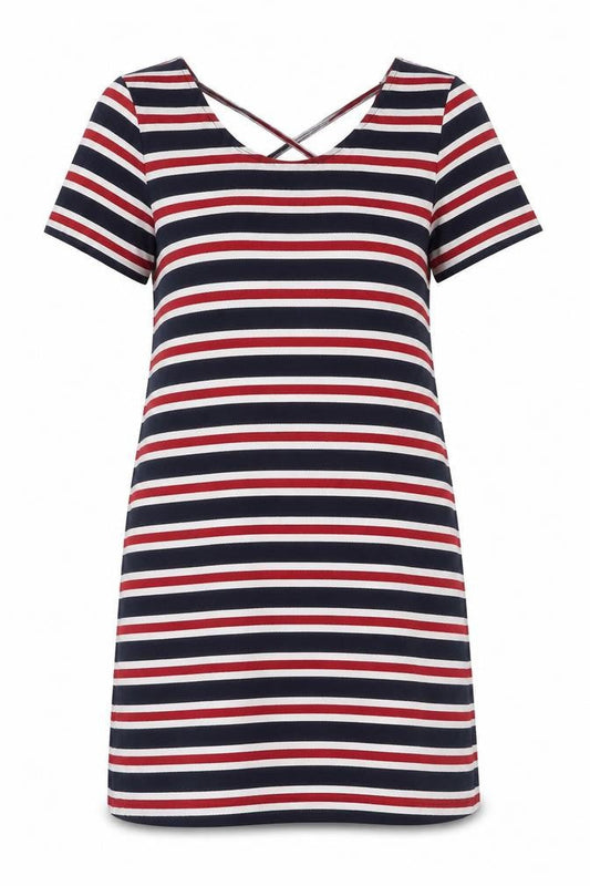 Only Womens Multicoloured Striped Viscose T-Shirt Dress Size L Round Neck Pullover