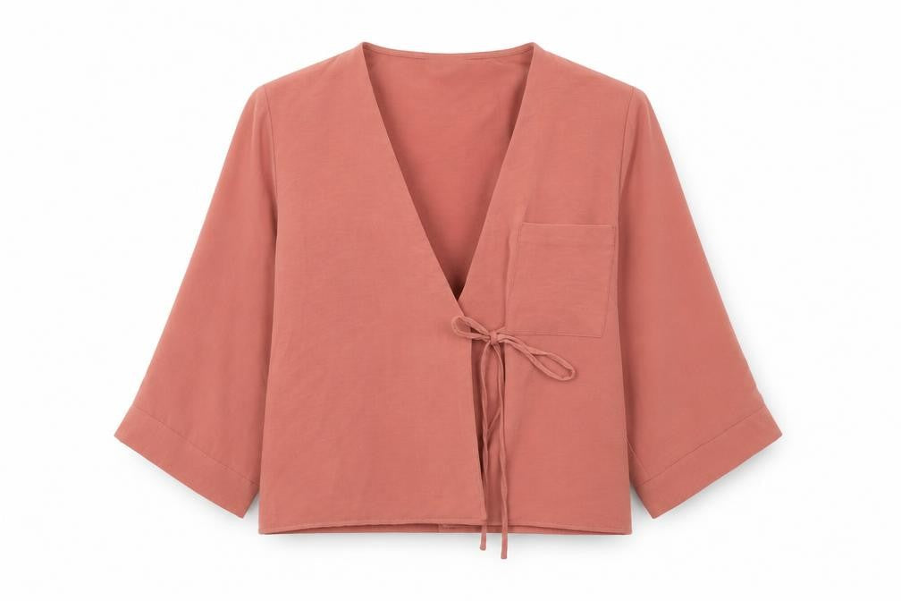 Topshop Womens Pink Polyester Basic Blouse Size 8 V-Neck - Tie Front