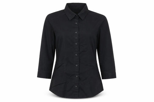 Marks and Spencer Womens Black Polyester Basic Button-Up Size 8 Collared