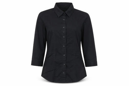 Marks & Spencer Womens Black Polyester Basic Button-Up Size 8 Collared
