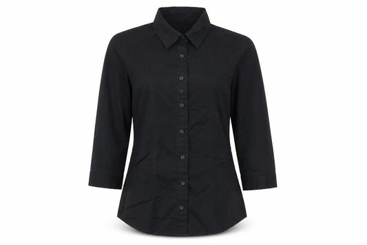 Marks and Spencer Womens Black Polyester Basic Button-Up Size 8 Collared