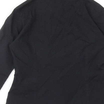 Marks & Spencer Womens Black Polyester Basic Button-Up Size 8 Collared