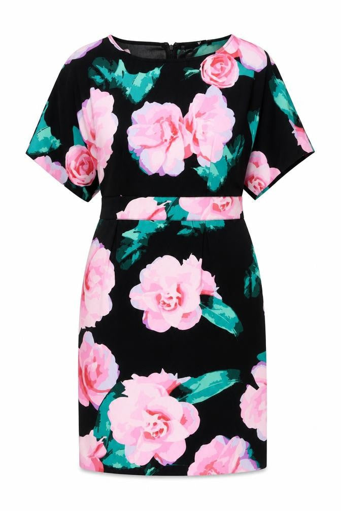 Very Womens Multicoloured Floral Polyester Shift Size 14 Boat Neck Zip