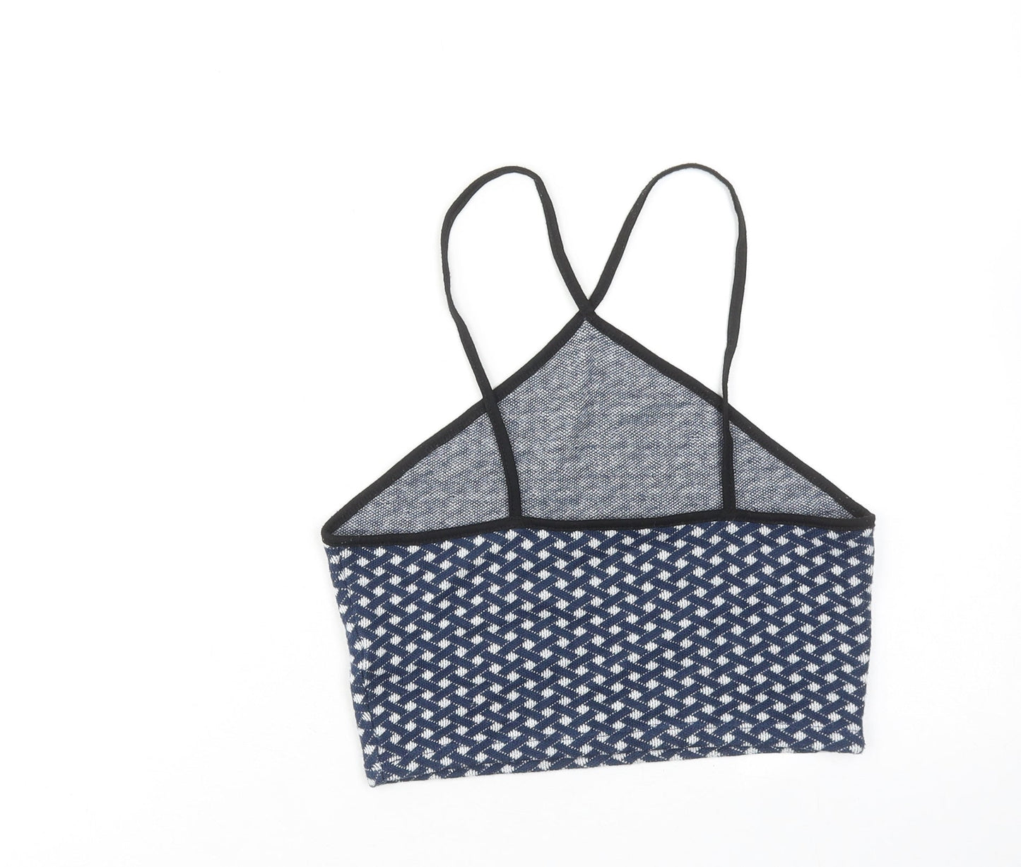 Zara Womens Blue Geometric Viscose Cropped Tank Size XS Halter