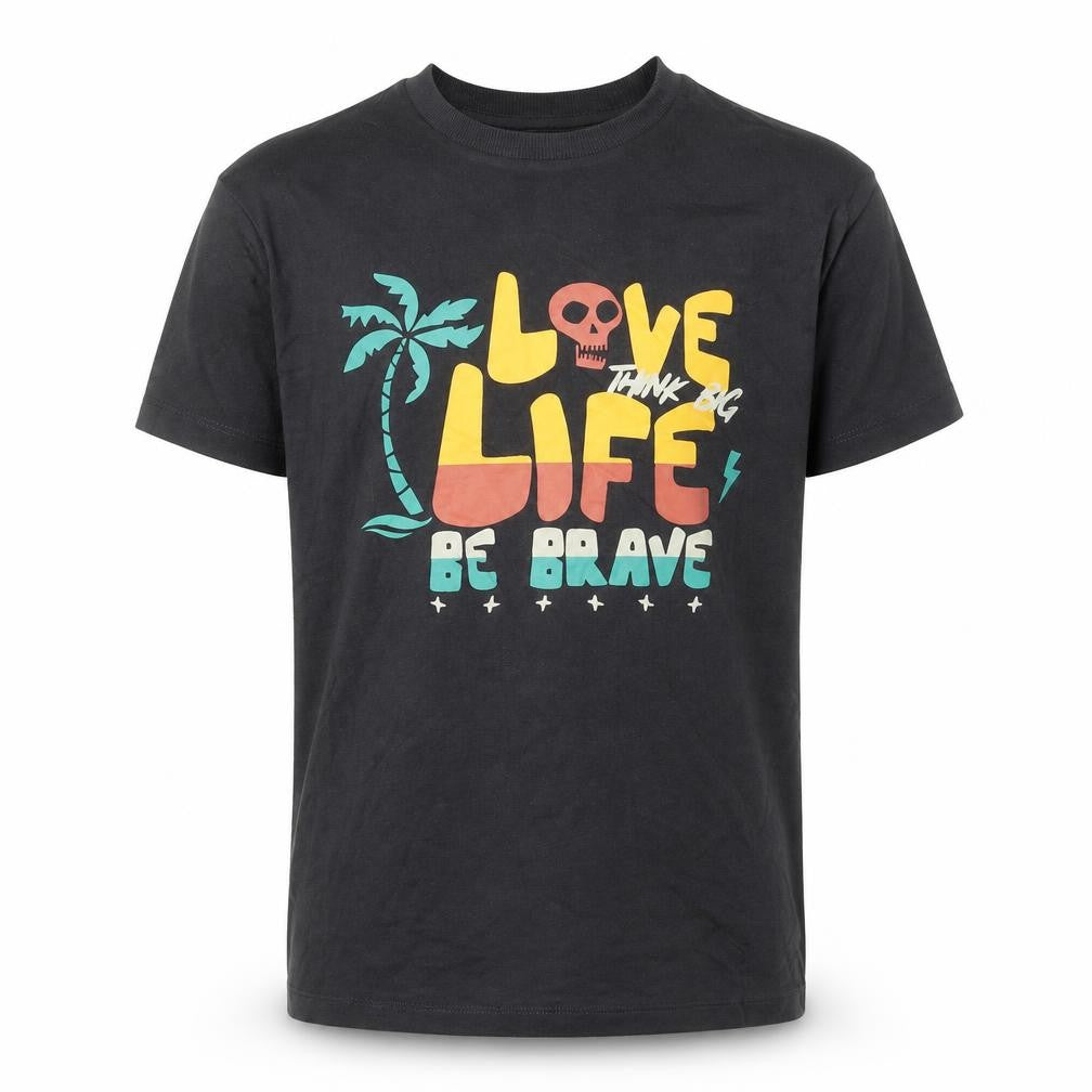 Marks & Spencer Boys Grey Cotton Basic T-Shirt Size 9-10 Years Round Neck Pullover - Love Life be Brave