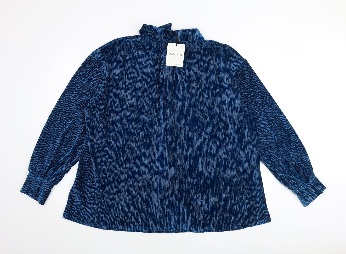 Glamorous Womens Blue Polyester Basic Button-Up Size 16 Collared