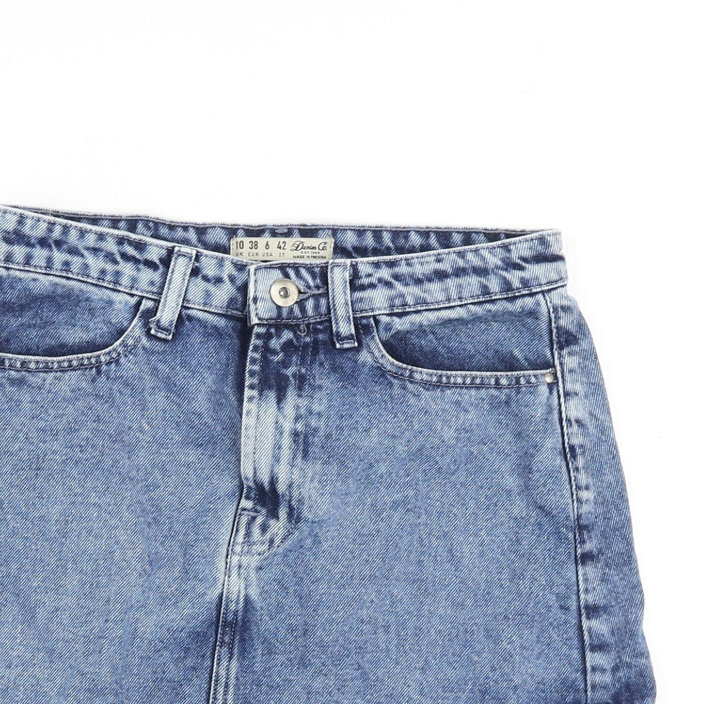 Denim & Co. Womens Blue Cotton Cargo Skirt Size 10 Zip