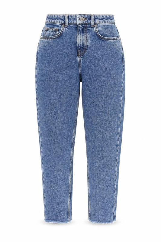 Denim & Co. Womens Blue Cotton Tapered Jeans Size 4 L26 in Regular Zip - Frayed Hem
