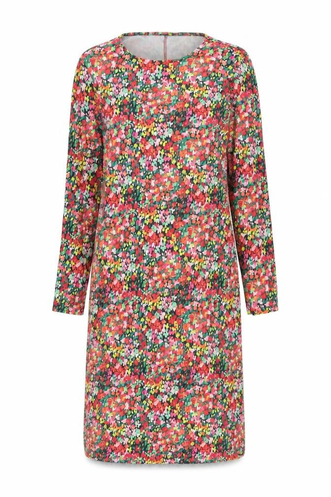 Pieces Womens Multicoloured Floral Polyester Shift Size XS Round Neck Pullover