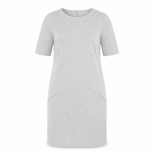 Wallis Womens Grey Polyester Shirt Dress Size 8 Round Neck Zip