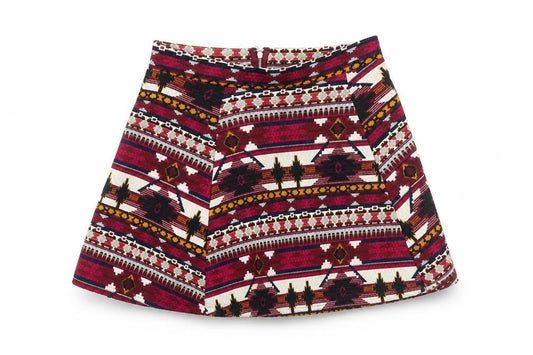 H&M Womens Multicoloured Geometric Polyester Mini Skirt Size M Zip