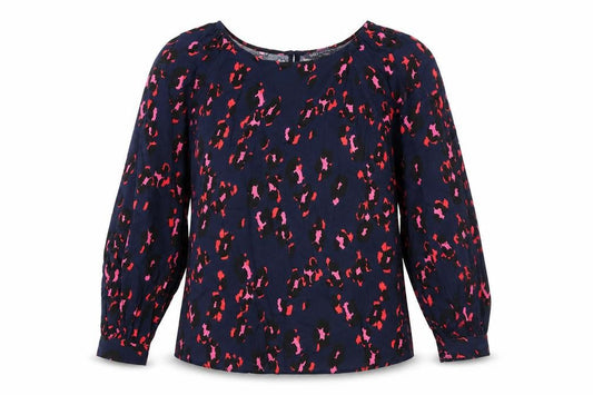 Marks and Spencer Womens Multicoloured Geometric Viscose Basic Blouse Size 12 Round Neck
