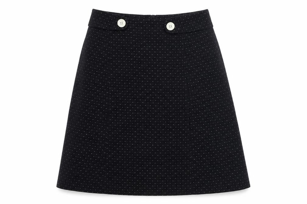 Sticky Fingers Womens Black Polka Dot Polyester A-Line Skirt Size 10 Zip