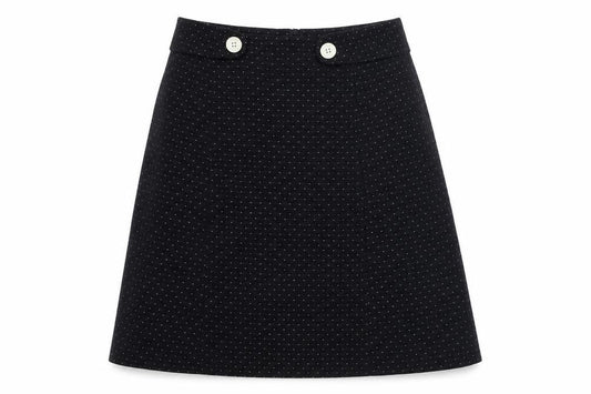 Sticky Fingers Womens Black Polka Dot Polyester A-Line Skirt Size 10 Zip