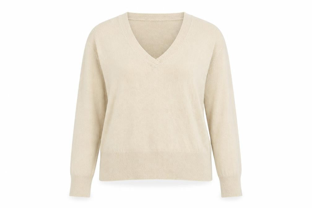 NEXT Womens Beige V-Neck Acrylic Pullover Jumper Size 12