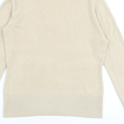Next Womens Beige V-Neck Acrylic Pullover Jumper Size 12