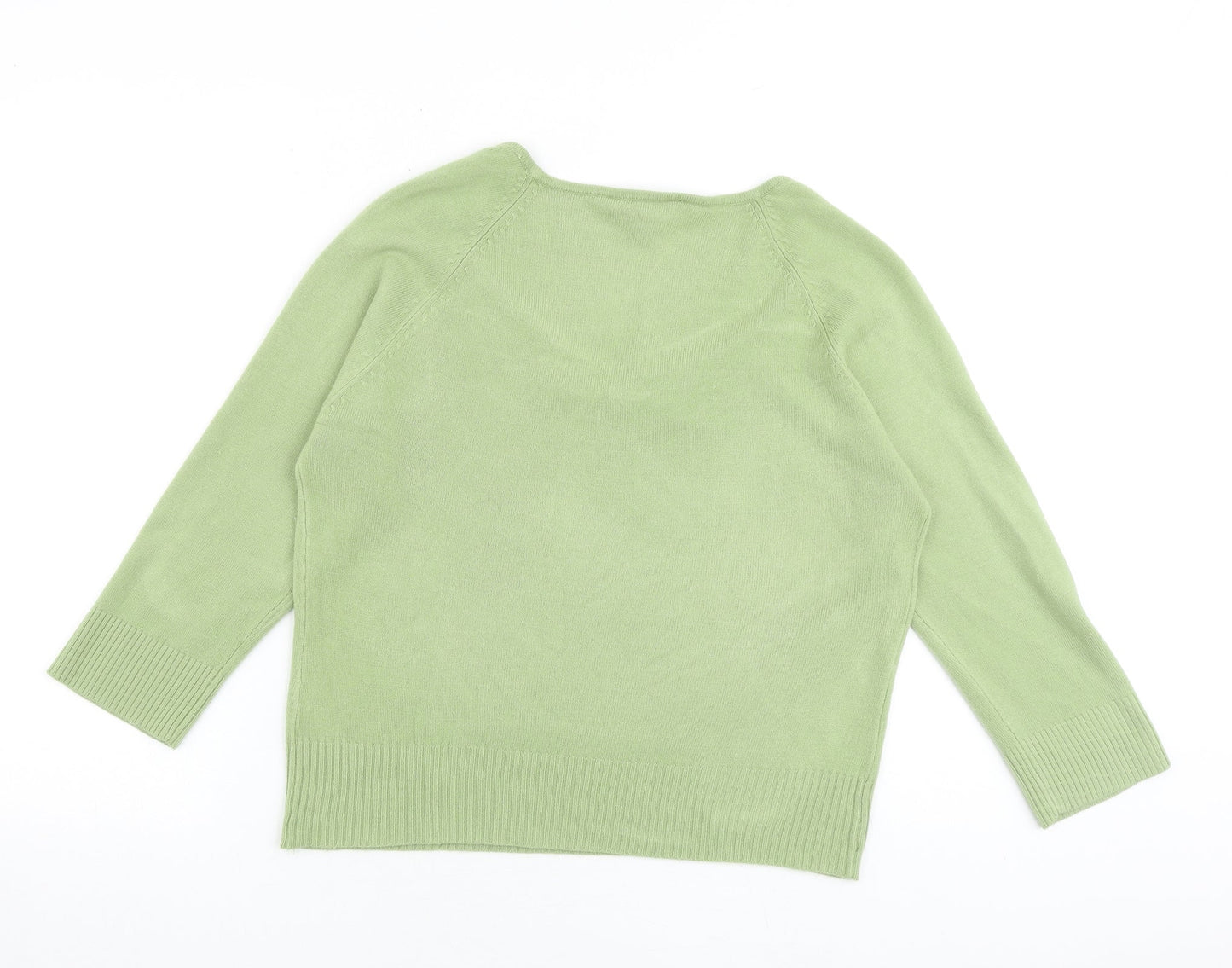 Ellie Louise Womens Green Scoop Neck Acrylic Pullover Jumper Size L