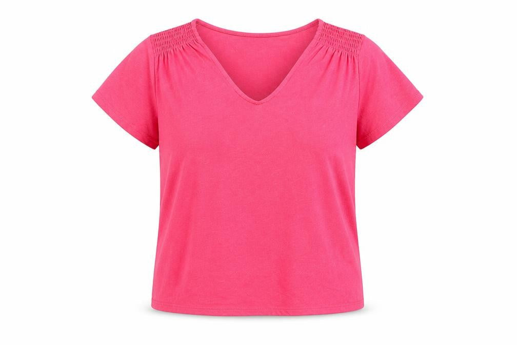 Marks & Spencer Womens Pink Flax Basic T-Shirt Size 6 V-Neck