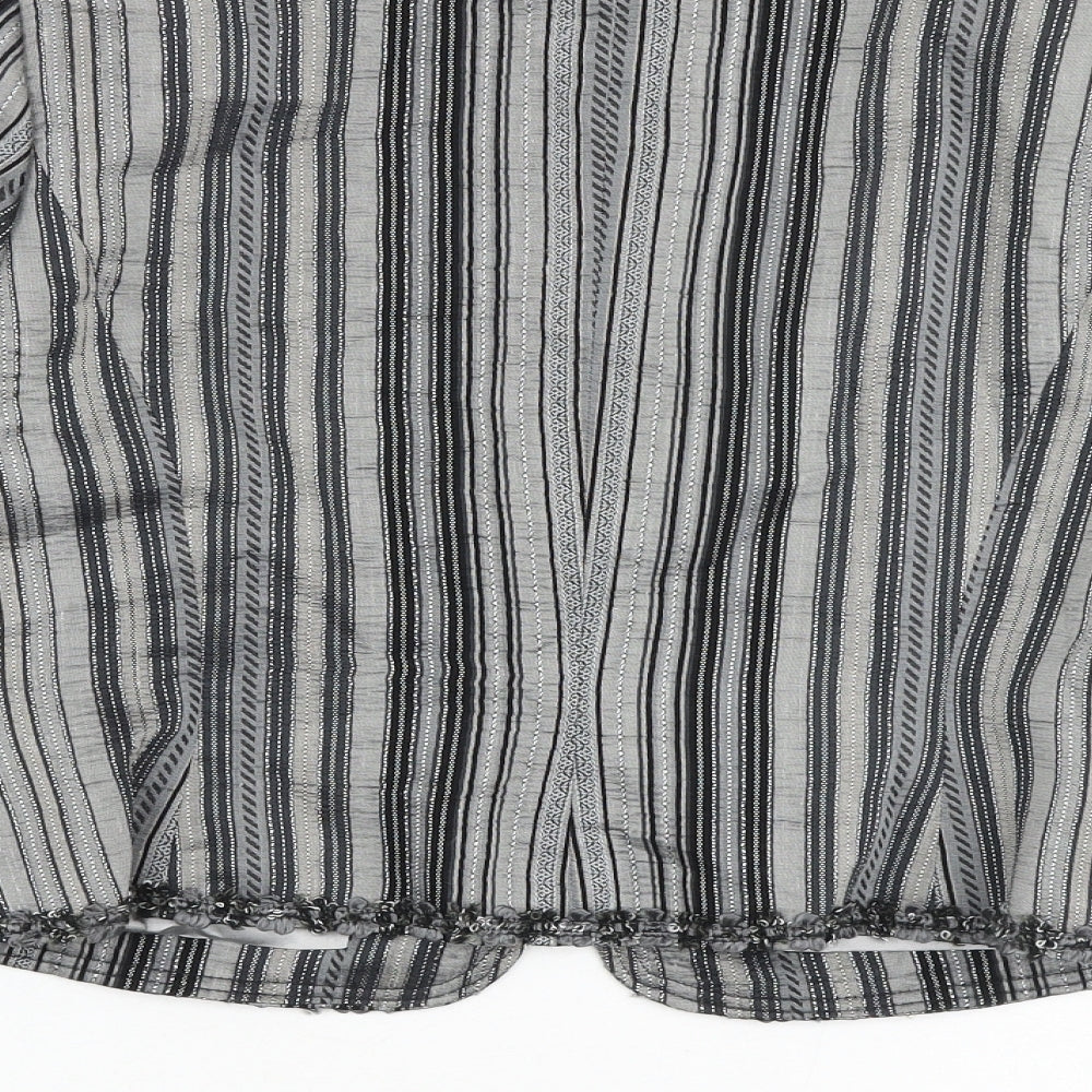 Minosa Womens Grey Striped Jacket Size 12 Hook & Eye