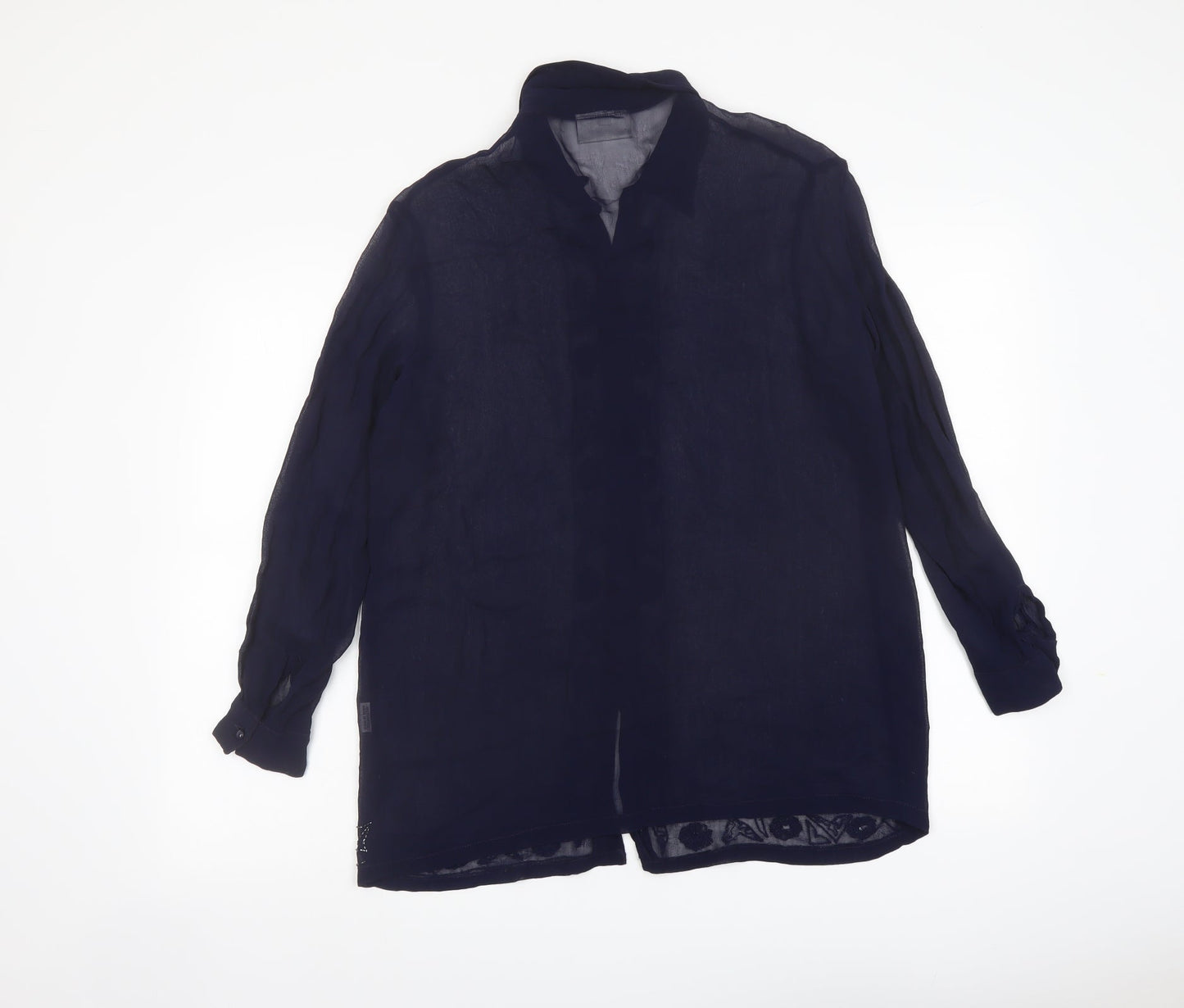 Pomodoro Womens Blue Viscose Basic Button-Up Size M Collared - Embellished