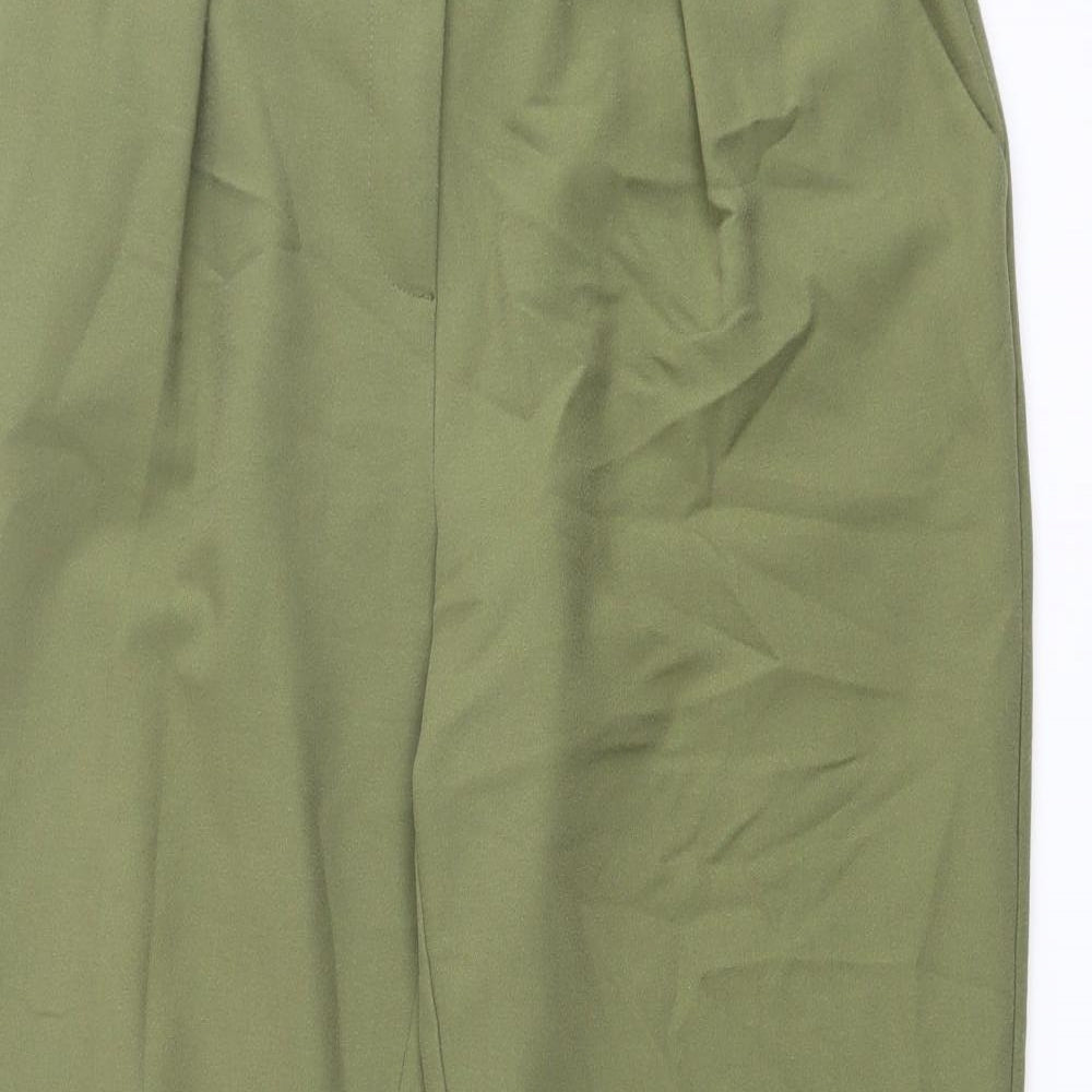 Warehouse Womens Green Polyester Carrot Trousers Size 12 L25 in Regular Button