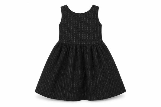 Gap Girls Black Polka Dot Cotton Fit & Flare Size 13 Years Boat Neck Zip