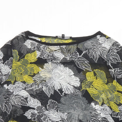 Next Womens Multicoloured Floral Polyester Basic Blouse Size 14 Boat Neck
