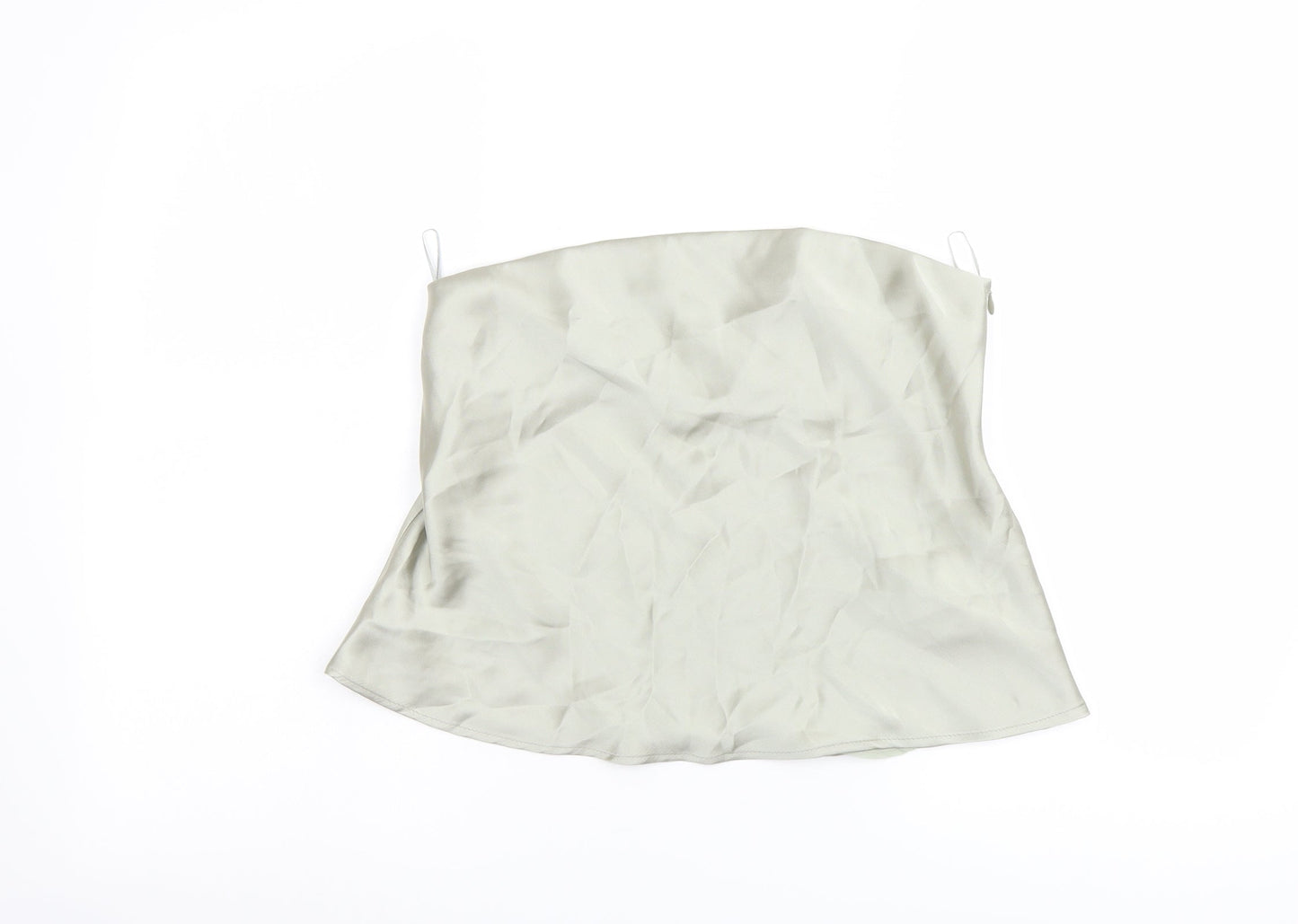 Zara Womens Green Polyester Cropped Blouse Size M Square Neck - Strapless