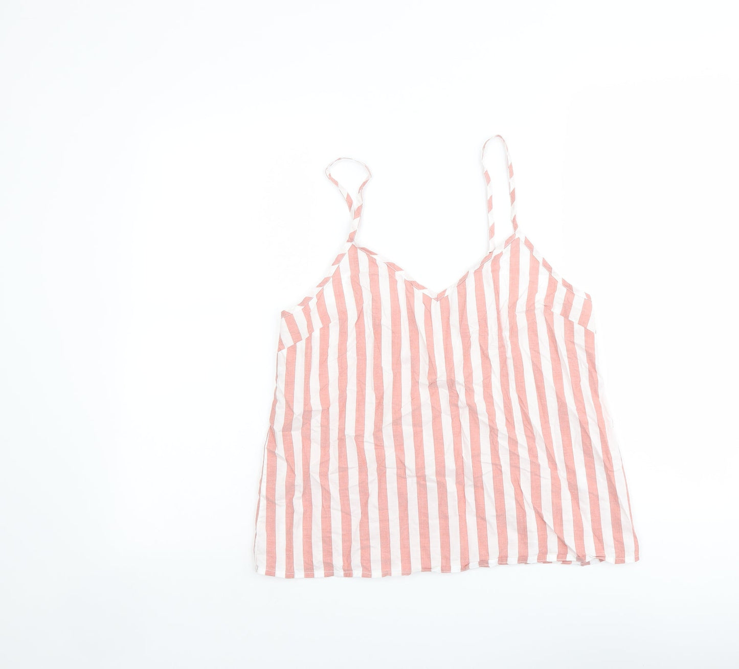 John Lewis Womens Pink Striped Cotton Camisole Tank Size 10 V-Neck
