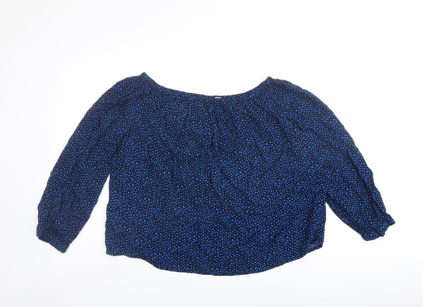 Gap Womens Blue Geometric Viscose Basic Blouse Size S Off the Shoulder