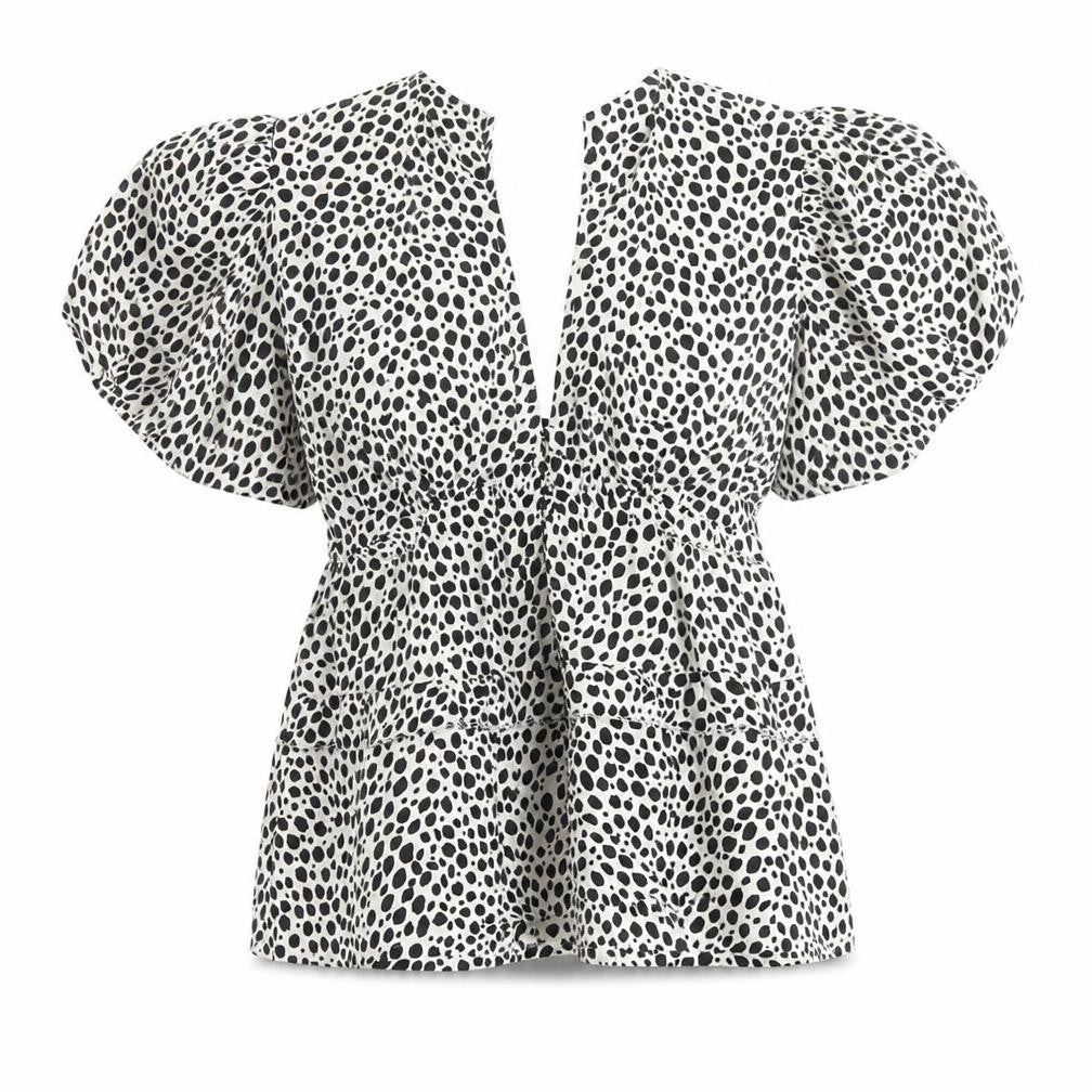 Boohoo Womens Beige Animal Print Polyester Basic Blouse Size 6 V-Neck