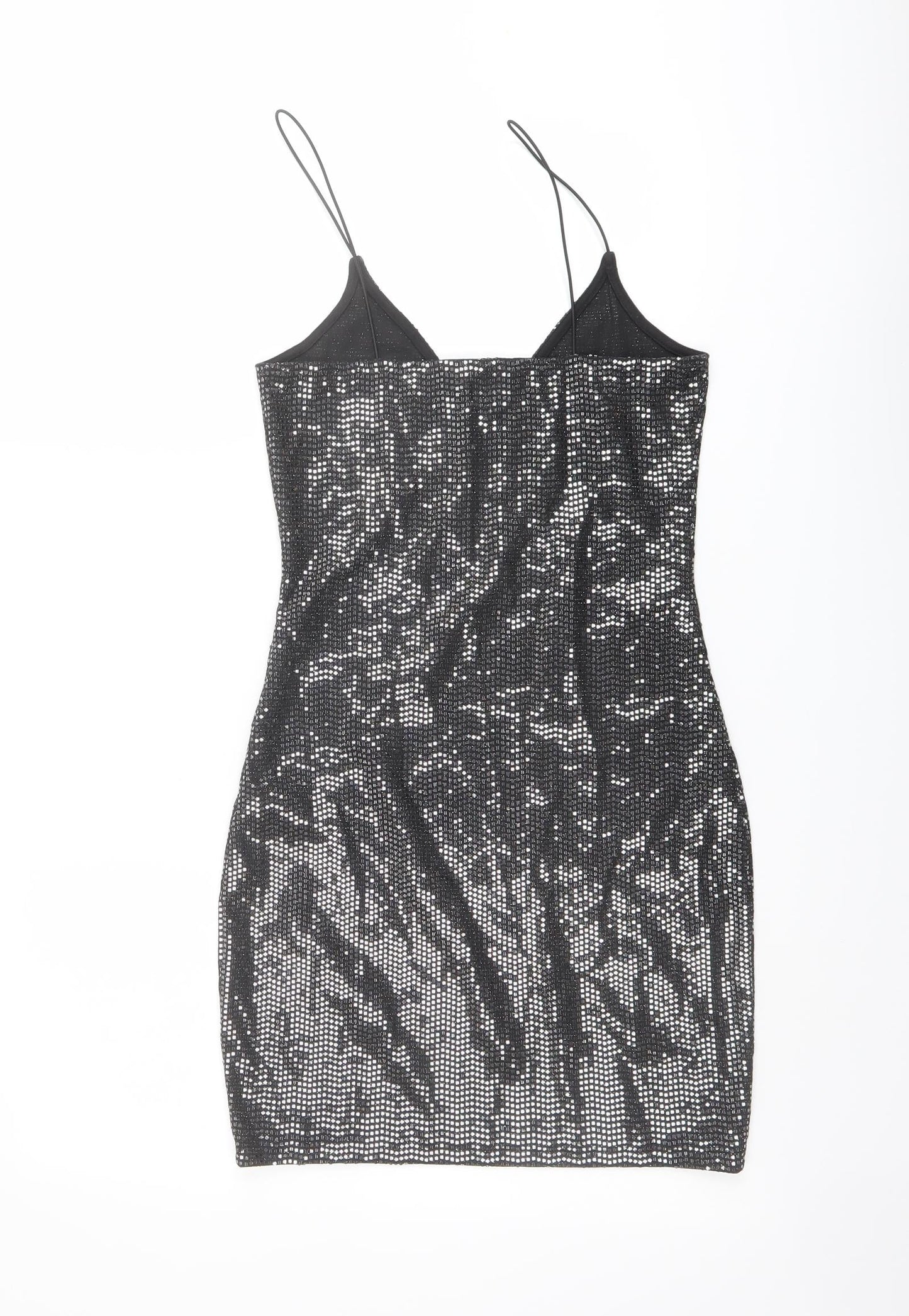 H&M Womens Black Polyester Bodycon Size XS V-Neck Pullover