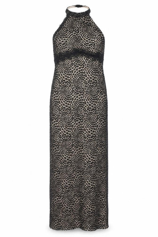 Lipsy Womens Black Geometric Polyester Maxi Size 10 Halter Zip